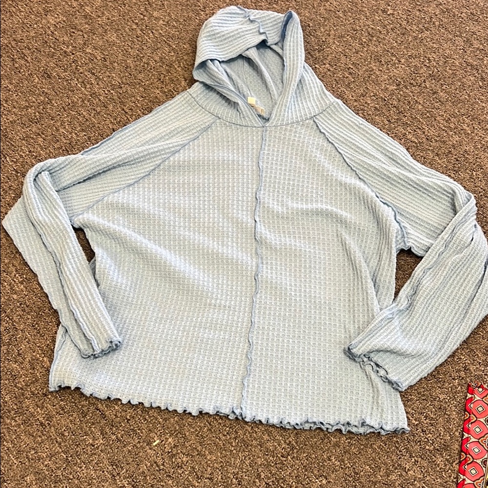 BKE Youth Light Blue Waffle Knit Top